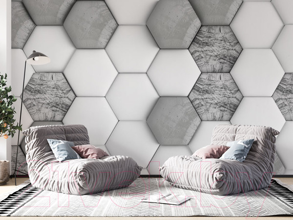 Изображение товара Фотообои листовые ФабрикаФресок Шестиугольники / 644270 (400x270)