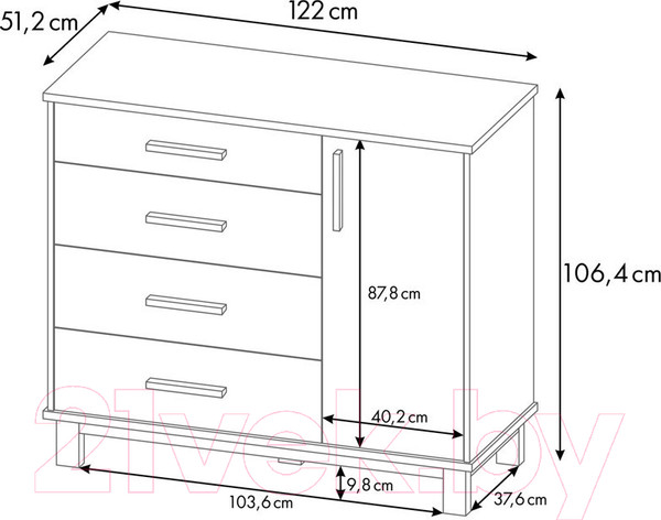 Изображение товара Тумба Polini Kids Simple 3403 / 0002615.9 (белый)