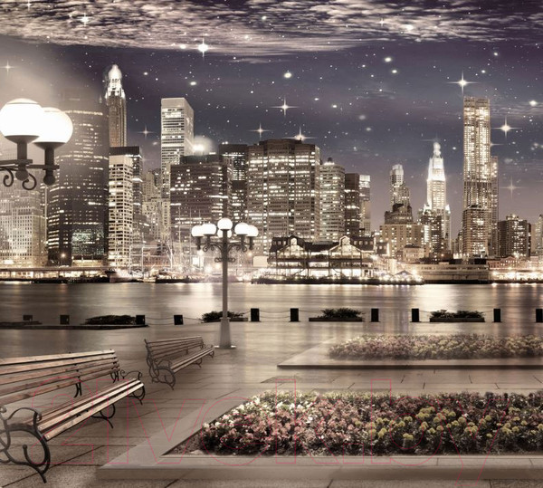 Изображение товара Фотообои листовые ФабрикаФресок Фреска Ночной Нью-Йорк / 663270 (300x270)