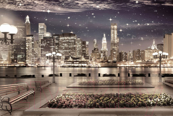 Изображение товара Фотообои листовые ФабрикаФресок Фреска Ночной Нью-Йорк / 664270 (400x270)