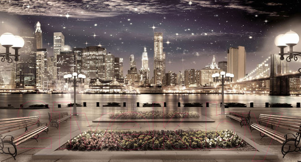 Изображение товара Фотообои листовые ФабрикаФресок Фреска Ночной Нью-Йорк / 665270 (500x270)