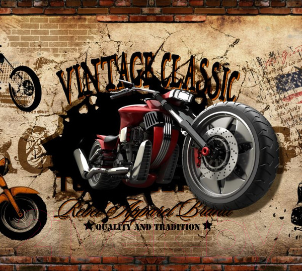 Изображение товара Фотообои листовые ФабрикаФресок Мотоцикл винтаж / 693270 (300x270)