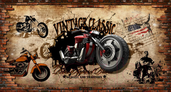 Изображение товара Фотообои листовые ФабрикаФресок Мотоцикл винтаж / 695270 (500x270)