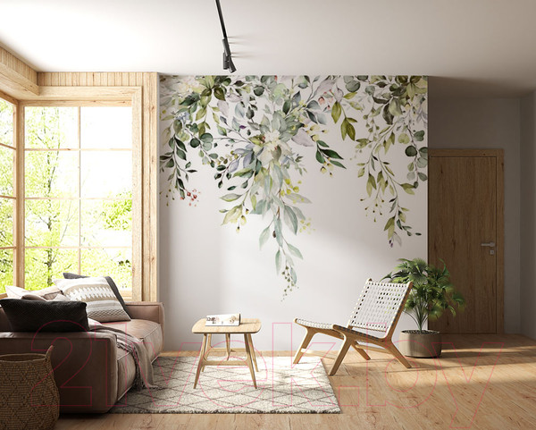 Изображение товара Фотообои листовые ФабрикаФресок Зеленый гербарий / 703270 (300x270)