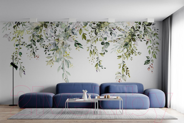 Изображение товара Фотообои листовые ФабрикаФресок Зеленый гербарий / 706270 (600x270)