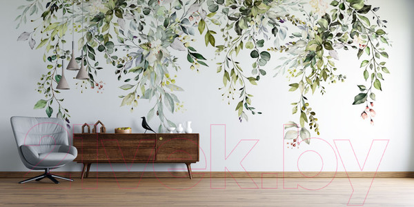 Изображение товара Фотообои листовые ФабрикаФресок Зеленый гербарий / 706270 (600x270)