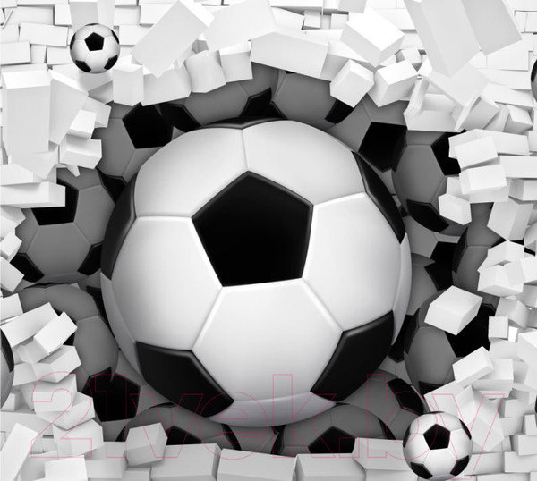 Изображение товара Фотообои листовые ФабрикаФресок Футбольные мячи из стены / 723270 (300x270)