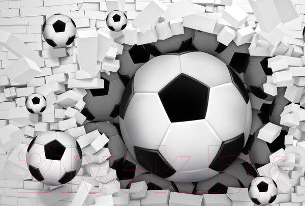 Изображение товара Фотообои листовые ФабрикаФресок Футбольные мячи из стены / 724270 (400x270)