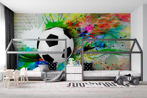 Изображение товара Фотообои листовые ФабрикаФресок Футбольный мяч с красками / 735270 (500x270)