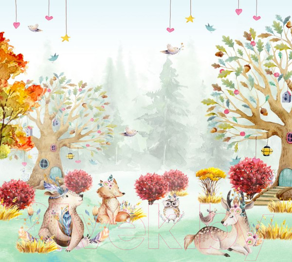 Изображение товара Фотообои листовые ФабрикаФресок Детские Сказочный лес / 753270 (300x270)