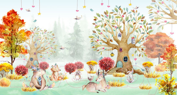 Изображение товара Фотообои листовые ФабрикаФресок Детские Сказочный лес / 755270 (500x270)