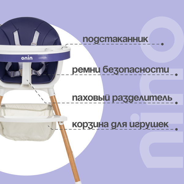 Изображение товара Стульчик для кормления NINO Lark (темно-синий)