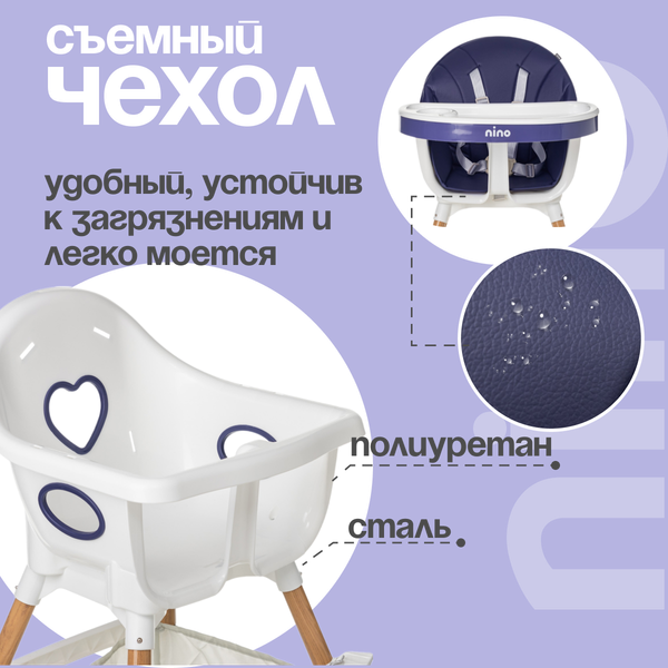 Изображение товара Стульчик для кормления NINO Lark (темно-синий)