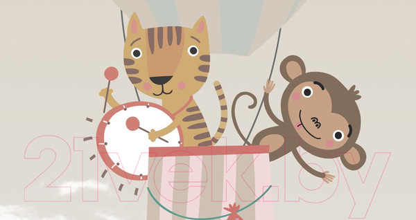 Изображение товара Фотообои листовые ФабрикаФресок Жираф с друзьями на велосипеде / 775270 (500x270)