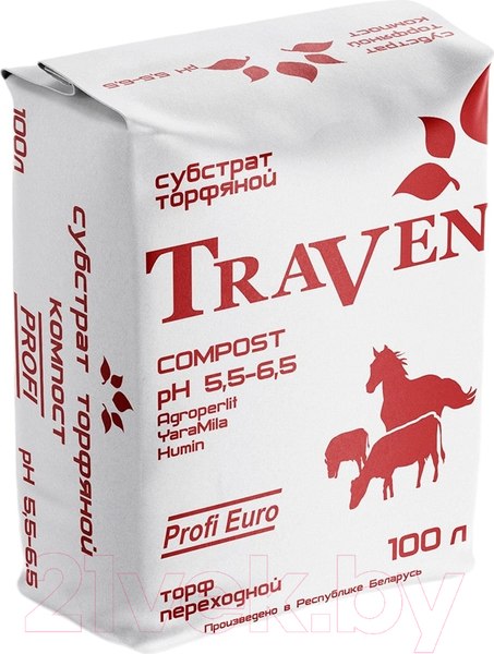 Изображение товара Субстрат Traven Компост. Торфяной питательный рН 5.5-6.5 (100л)
