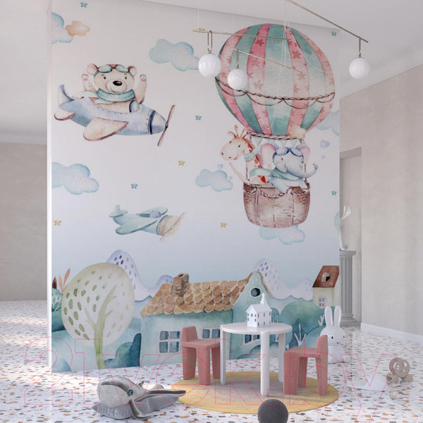 Изображение товара Фотообои листовые ФабрикаФресок Детские Звери над городом / 792270 (200x270)