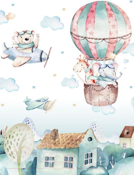 Изображение товара Фотообои листовые ФабрикаФресок Детские Звери над городом / 792270 (200x270)