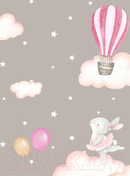 Изображение товара Фотообои листовые ФабрикаФресок Зайчики на облаках / 802270 (200x270)