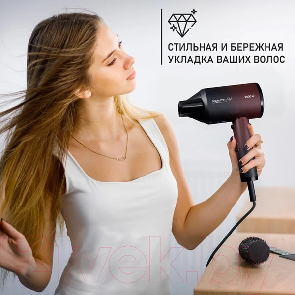 Изображение товара Фен Scarlett SC-HD70I38 (черный/красный)