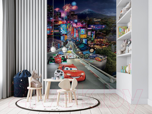 Изображение товара Фотообои листовые ФабрикаФресок Тачки в городе мультфильм / 882270 (200x270)