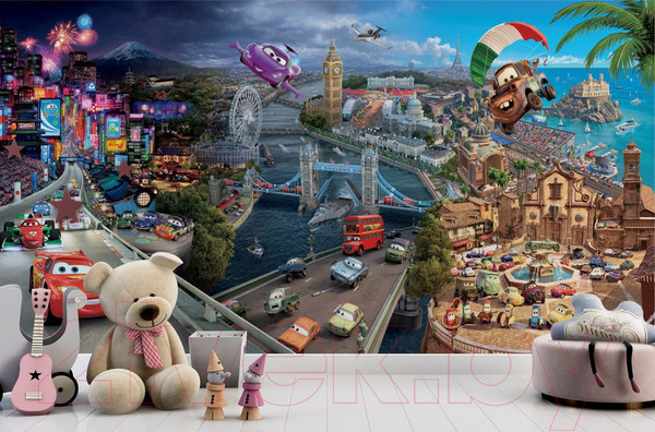 Изображение товара Фотообои листовые ФабрикаФресок Тачки в городе мультфильм / 885270 (500x270)