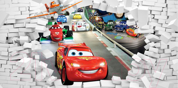 Изображение товара Фотообои листовые ФабрикаФресок Тачки мультфильм из стены / 901200 (200x100)