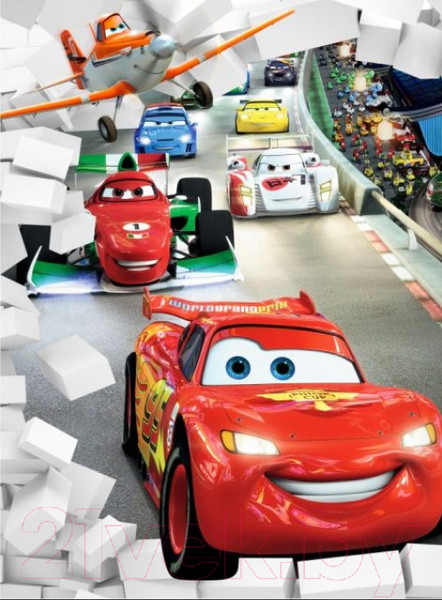 Изображение товара Фотообои листовые ФабрикаФресок Тачки мультфильм из стены / 902270 (200x270)