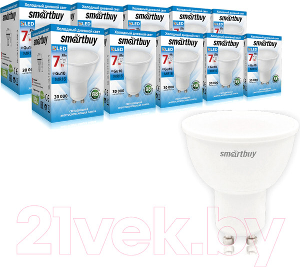 Изображение товара Лампа SmartBuy N-SBL-GU10-07-60K (10шт)