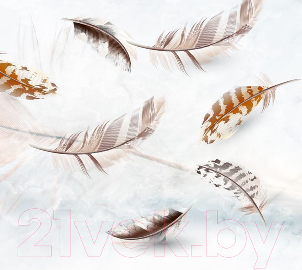 Изображение товара Фотообои листовые ФабрикаФресок Стильные светлые перья / 823270 (300x270)