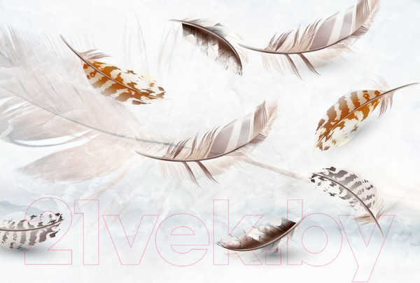 Изображение товара Фотообои листовые ФабрикаФресок Стильные светлые перья / 824270 (400x270)