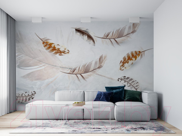Изображение товара Фотообои листовые ФабрикаФресок Стильные светлые перья / 824270 (400x270)