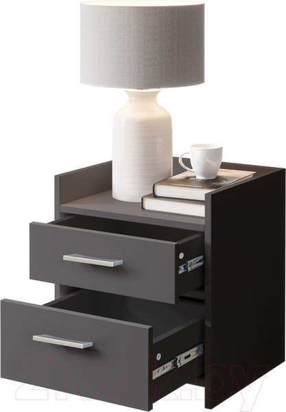 Изображение товара Прикроватная тумба Stolline Карло 2 ящика / 514.02 (графит)