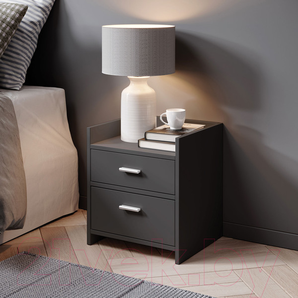 Изображение товара Прикроватная тумба Stolline Карло 2 ящика / 514.02 (графит)