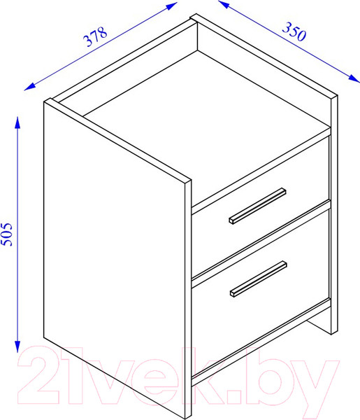 Изображение товара Прикроватная тумба Stolline Карло 2 ящика / 514.02 (графит)