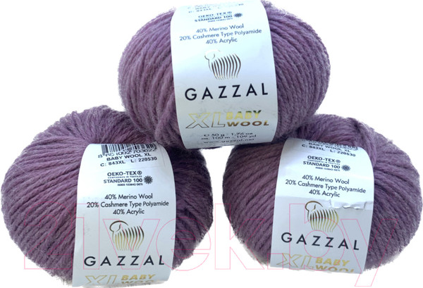 Изображение товара Набор пряжи для вязания Gazzal Baby Wool XL 843 (сухая роза, 3 мотка)