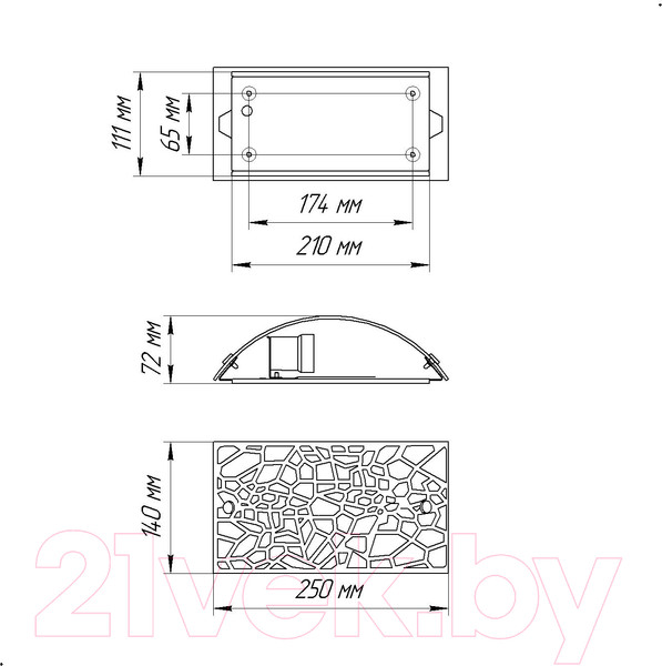 Изображение товара Бра Элетех Гео 250x140 НББ 06-40 М42 / 1005405268 (черный муар)