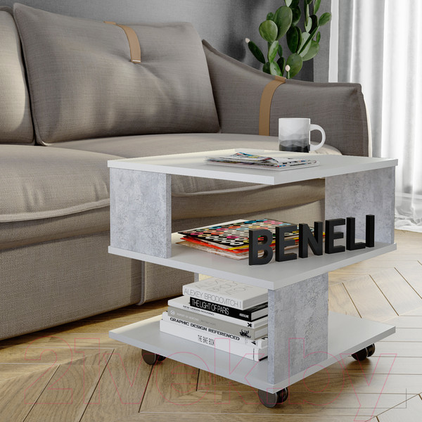 Изображение товара Журнальный столик Stolline Алекс / 513.13 (белый/бетон)