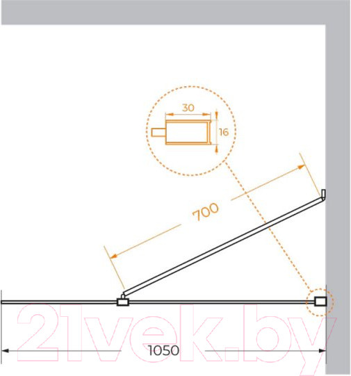 Изображение товара Душевая стенка Cezares LIBERTA-L-1-TB-105-C-Cr