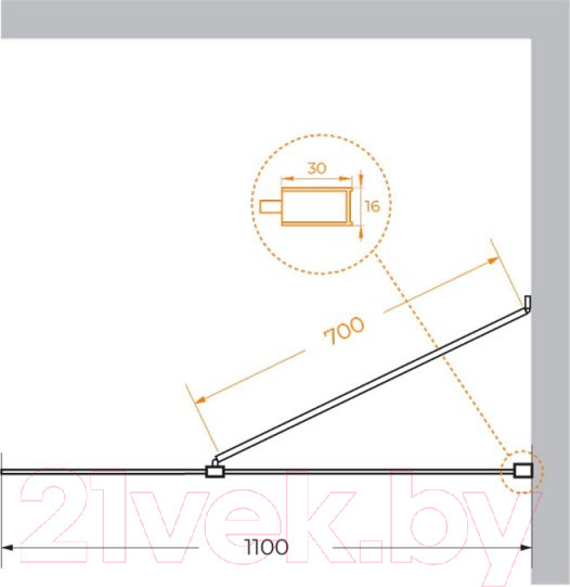 Изображение товара Душевая стенка Cezares LIBERTA-L-1-TB-110-BR-NERO