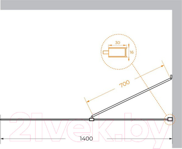 Изображение товара Душевая стенка Cezares LIBERTA-L-1-TB-140-C-Cr