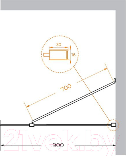 Изображение товара Душевая стенка Cezares LIBERTA-L-1-TB-90-C-Cr