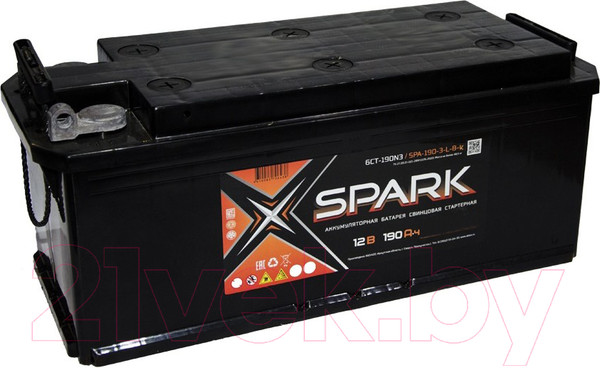 Изображение товара Автомобильный аккумулятор SPARK 1150A (EN) R+ болт / SPA190-3-L-B-o (190 А/ч)