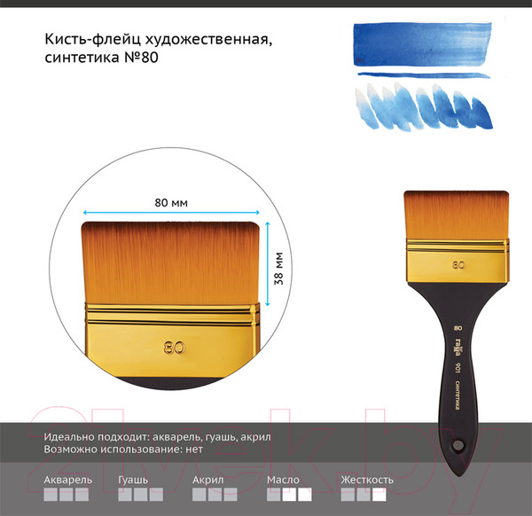 Изображение товара Кисть для рисования ГАММА Синтетика №80 / 901080
