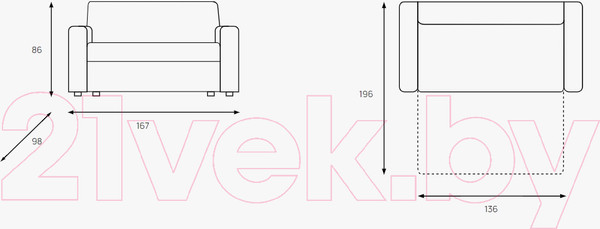 Изображение товара Диван Stolline Бали 1 (серый)