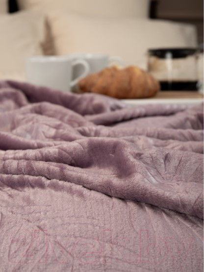 Изображение товара Плед TexRepublic Elite Листья Фланель Евро / 93381 (сиреневый)