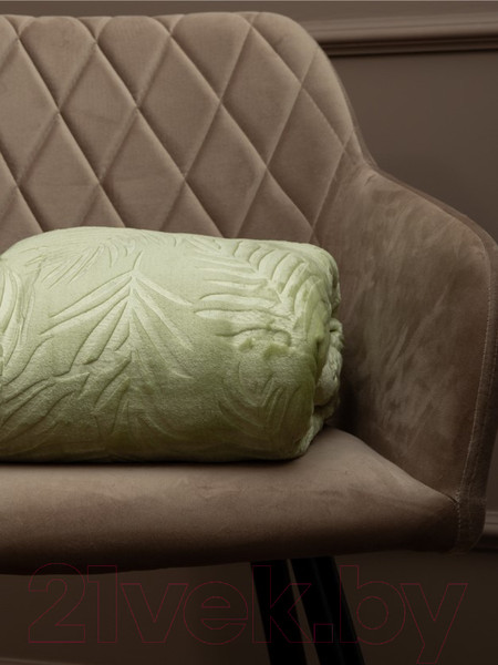 Изображение товара Плед TexRepublic Elite Листья Фланель Евро / 93384 (зеленый)