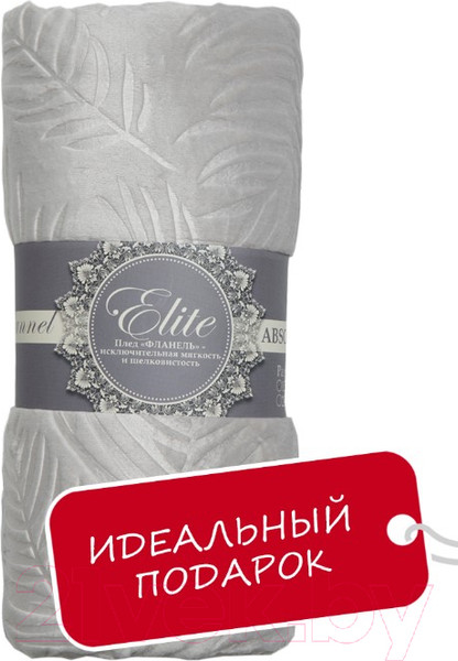 Изображение товара Плед TexRepublic Elite Листья Фланель Евро / 93390 (серый)