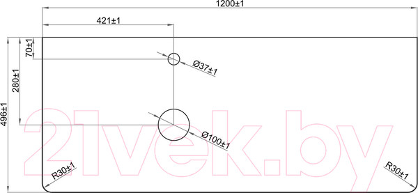 Изображение товара Столешница для тумбы в ванную Misty Роял 120 / VS03-120 (черный)