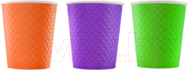 Изображение товара Набор бумажных стаканов Паксервис 250мл / EM80-280 (75шт, вафельный разноцветный)