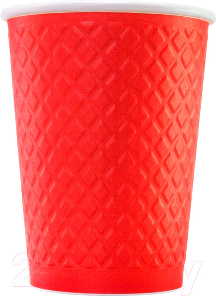 Изображение товара Набор бумажных стаканов Паксервис 300мл / EM90-430 (50шт, вафельный красный)